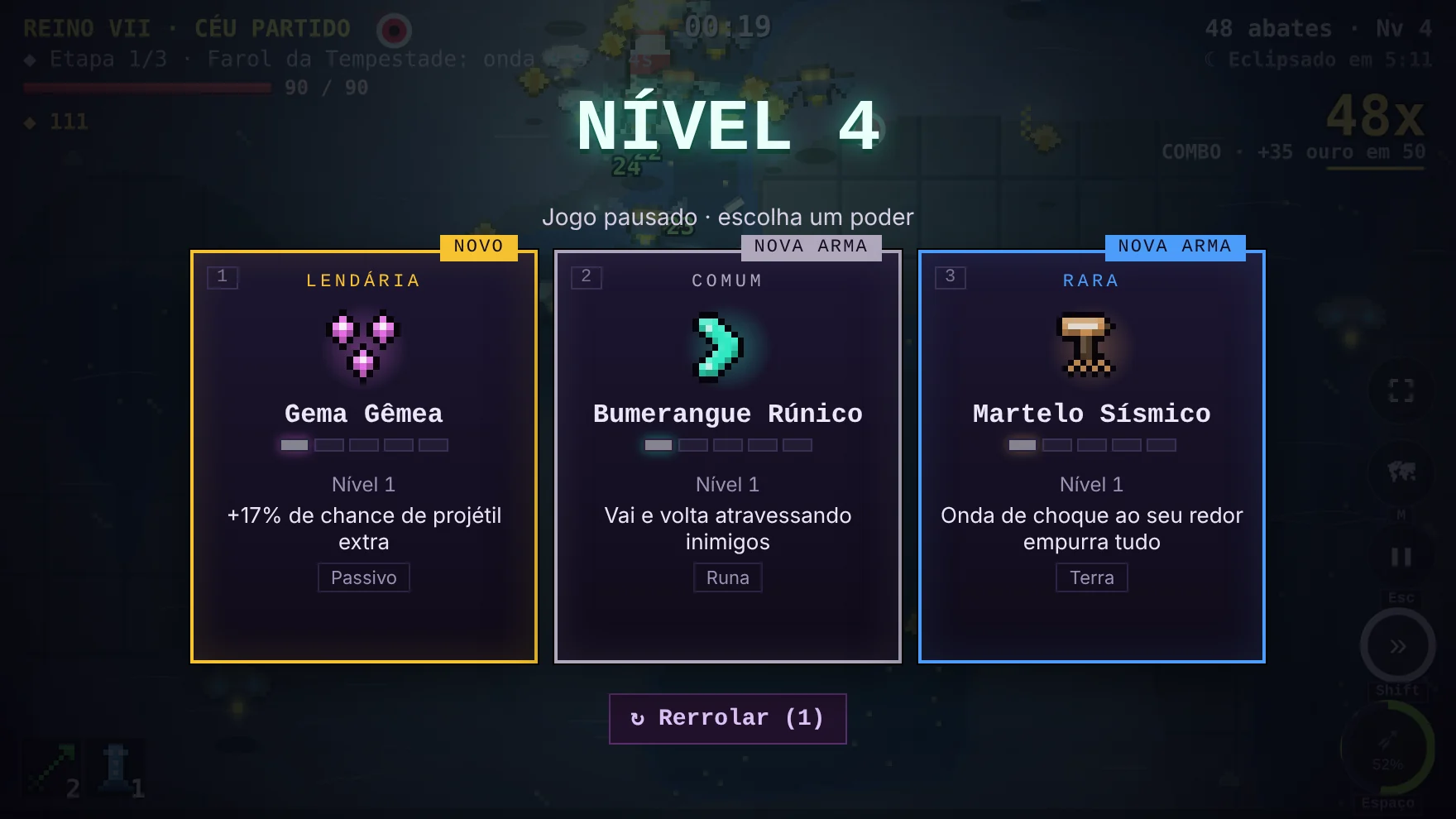 Escolha de poder ao subir de nível