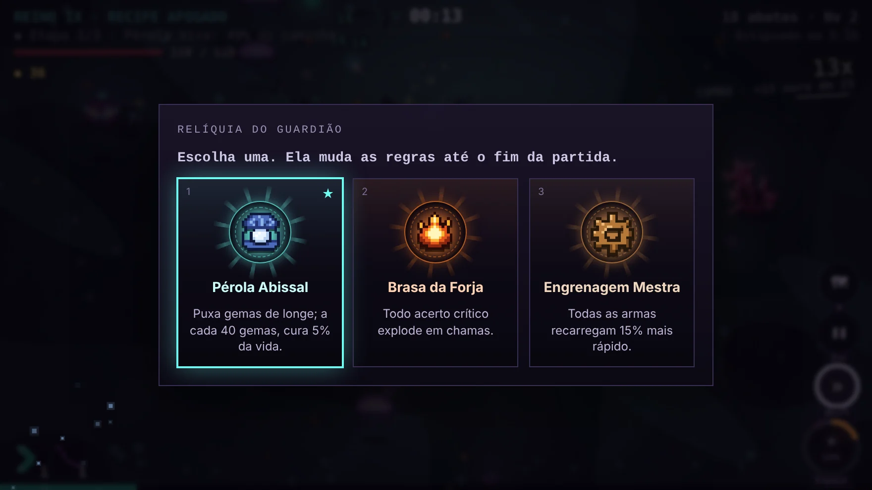 Escolha de relíquia do guardião